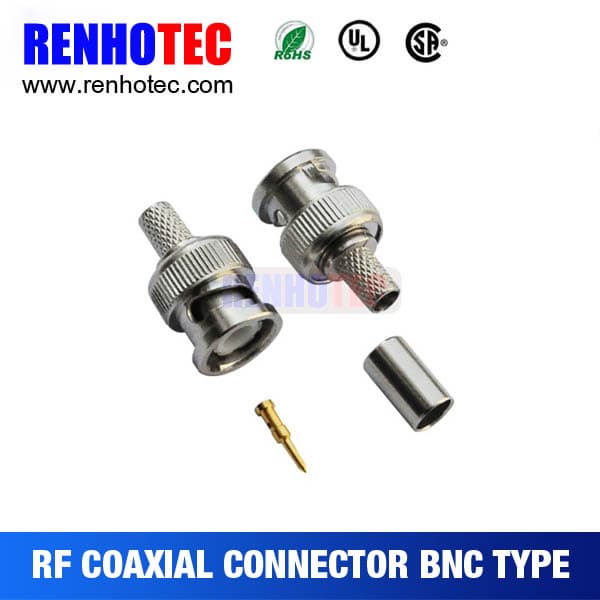 Female crimp waterproof bnc compression connector for RG59 coaxial cable